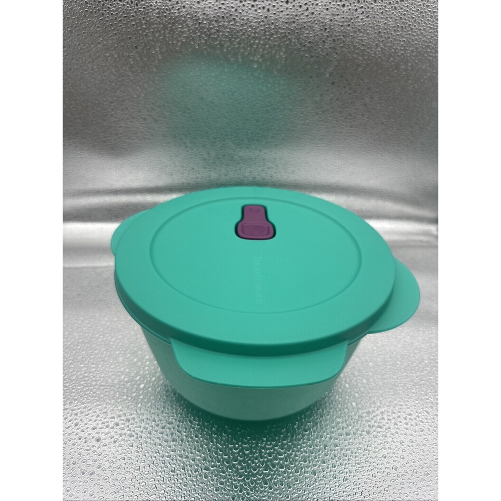 TUPPERWARE Crystalwave Plus 2 Qt / 2L Round microwavable teal cristal flash